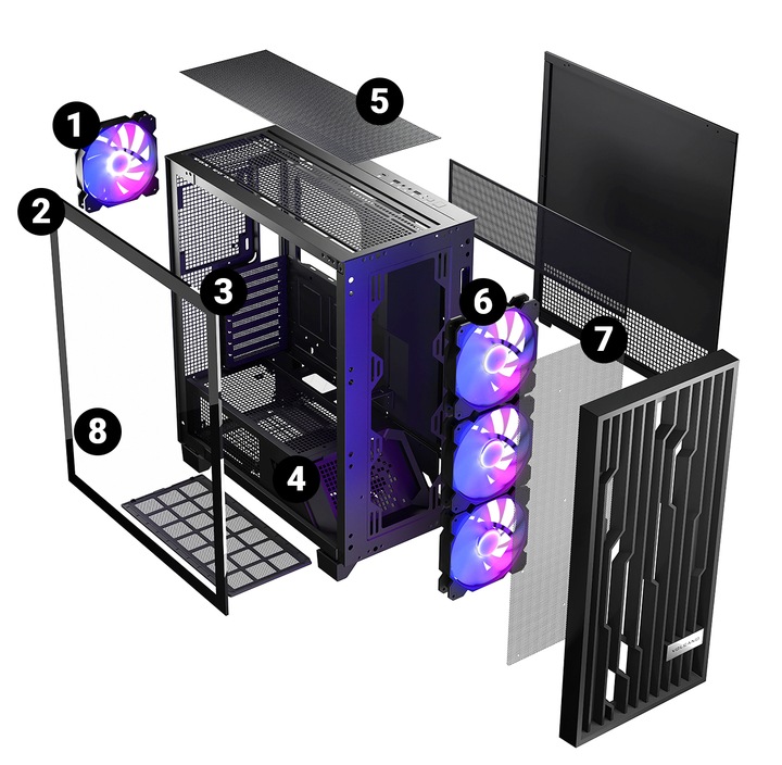 Gamingowa obudowa MODECOM VOLCANO PERUN APEX ARGB MIDI Black czarny