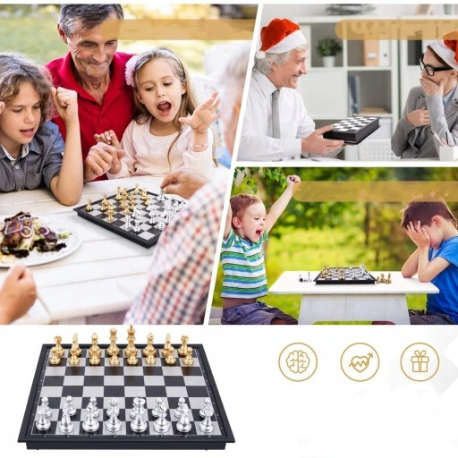 SZACHY KLASYCZNE 25X25 GRA SKŁADANE SZACHOWNICA PREZENT