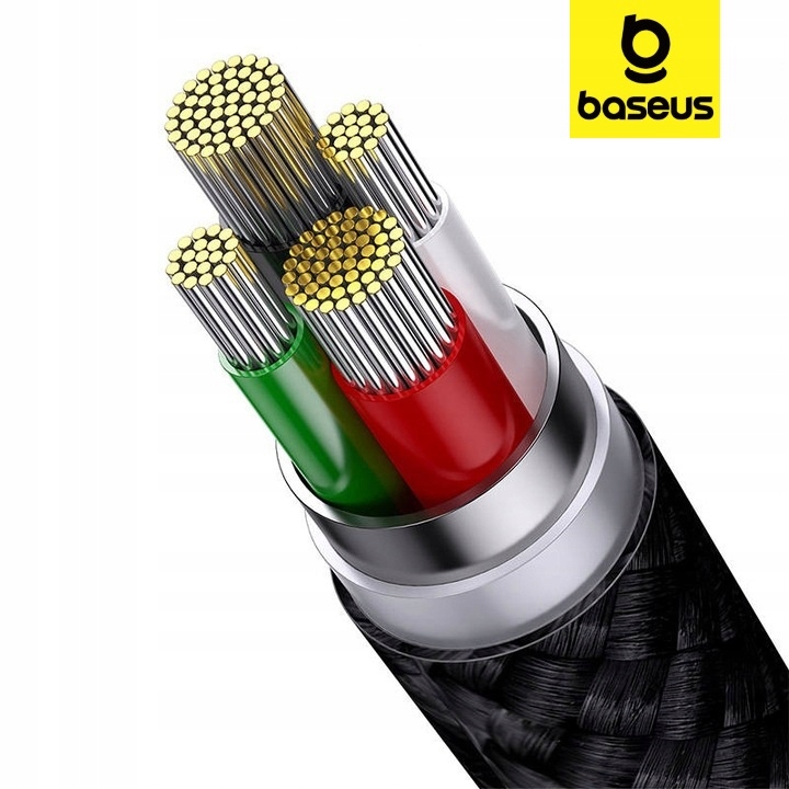 BASEUS UNIWERSALNY WYTRZYMAŁY KABEL USB 3W1 USB-C MICRO LIGHTNING 3.5A 1,2M