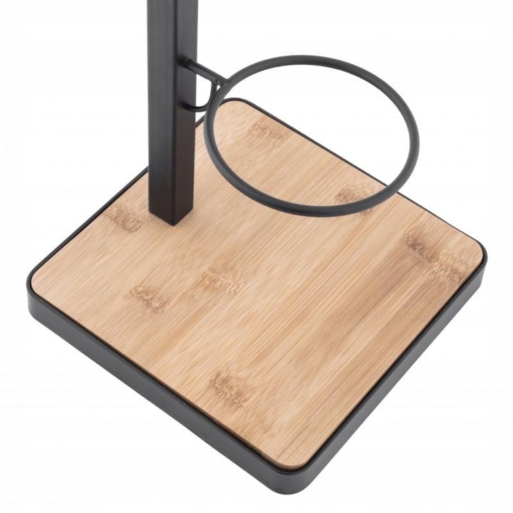 Stojak uchwyt na papier toaletowy i szczotkę do WC czarny loft bambus