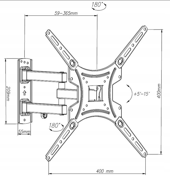 UCHWYT DO TELEWIZORA OBROTOWY UCHWYT SCIENNY WIESZAK DO TV 13-60 CALI VESA