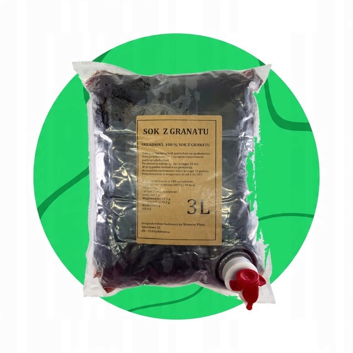 SOK Z GRANATU 100% 3L Tłoczony Z Granatów NATURALNY NFC Zdrowy BEZ CUKRU
