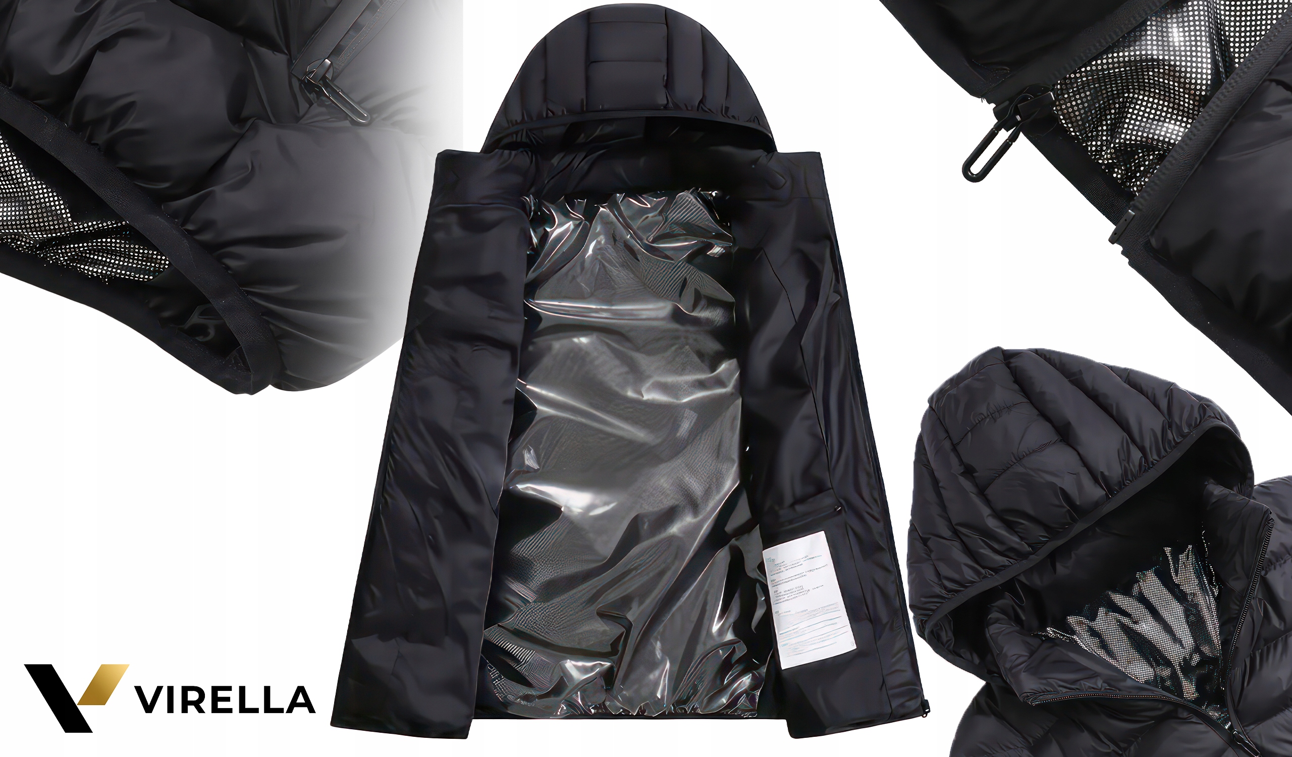 KURTKA ZIMOWA Z KAPTUREM PIKOWANA PODGRZEWANA 21 STREF USB XL + POWERBANK