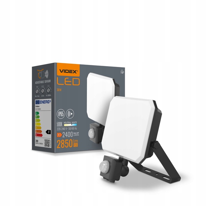 Lampa z Czujnikiem Ruchu Naświetlacz Halogen LED Videx 2850lm 30W IP65