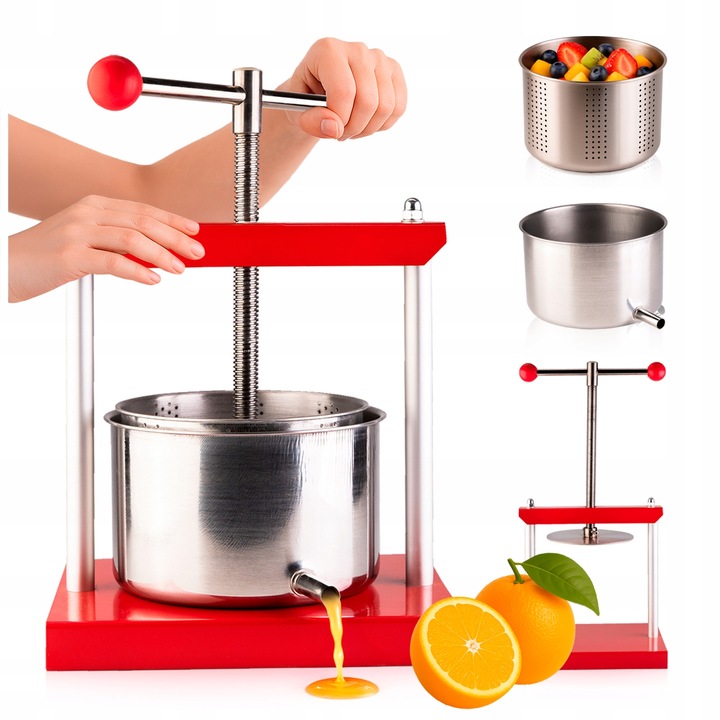 WYCISKARKA PRASA RĘCZNA DO WYCISKANIA OWOCÓW WINA SOKÓW 3L STAL