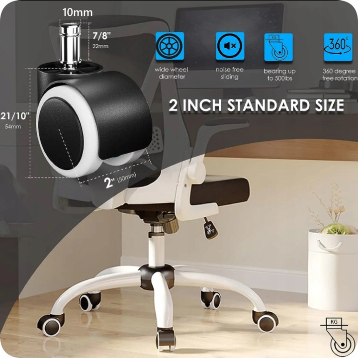 KÓŁKA DO FOTELA Obrotowego Krzesła Kauczukowe Gumowe 10mm dla IKEA