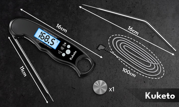 TERMOMETR KUCHENNY -50-300°C BEZPRZEWODOWY CYFROWY LCD SONDA DO MIĘS STEKÓW