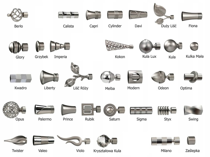 KARNISZ pojedynczy 19mm / 200 cm LUXURY CICHE KÓŁKA wzory 6 KOLORÓW wybór