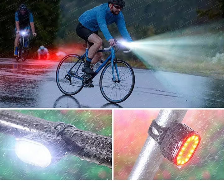 LAMPKA ROWEROWA LED ŚWIATŁO ZESTAW PRZÓD TYŁ NA KIEROWNICĘ AKUMULATOR ROWER