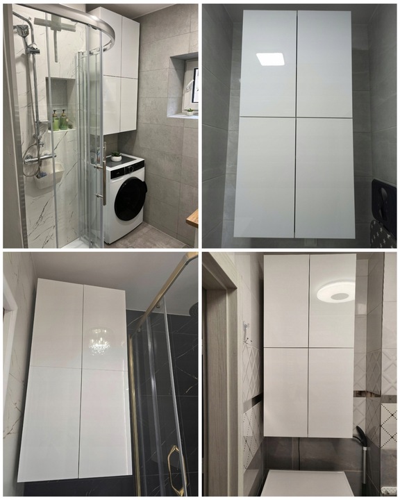 Szafka łazienkowa nad pralkę wisząca do łazienki biała fronty POŁYSK