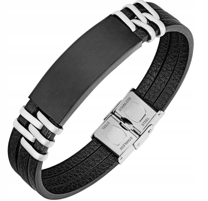 Bransoletka skórzana dla TATY syna z GRAWEREM 316L