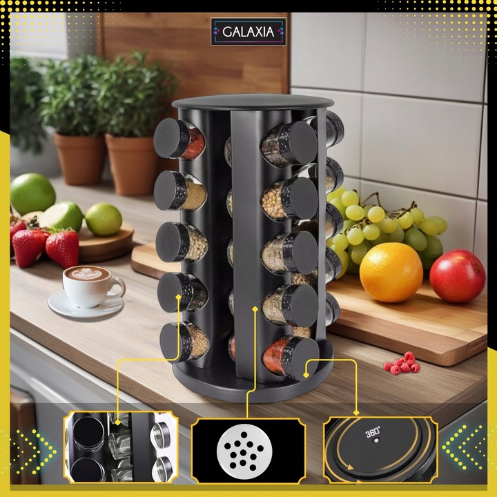 STOJAK NA PRZYPRAWY POJEMNIKI 20SZT Słoiczki Słoiki Przyprawnik i