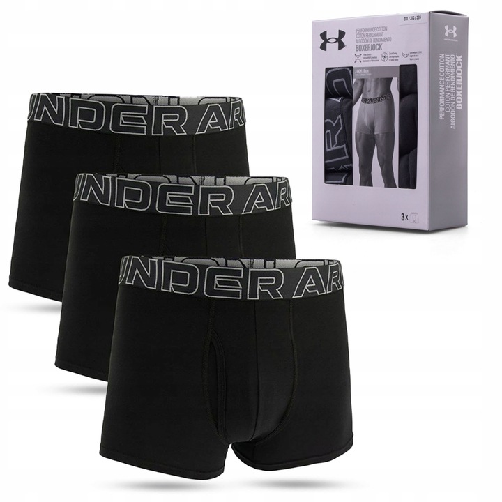 BOKSERKI MĘSKIE UNDER ARMOUR MAJTKI SPORTOWE BAWEŁNA KOMFORT 3" 1383891-001