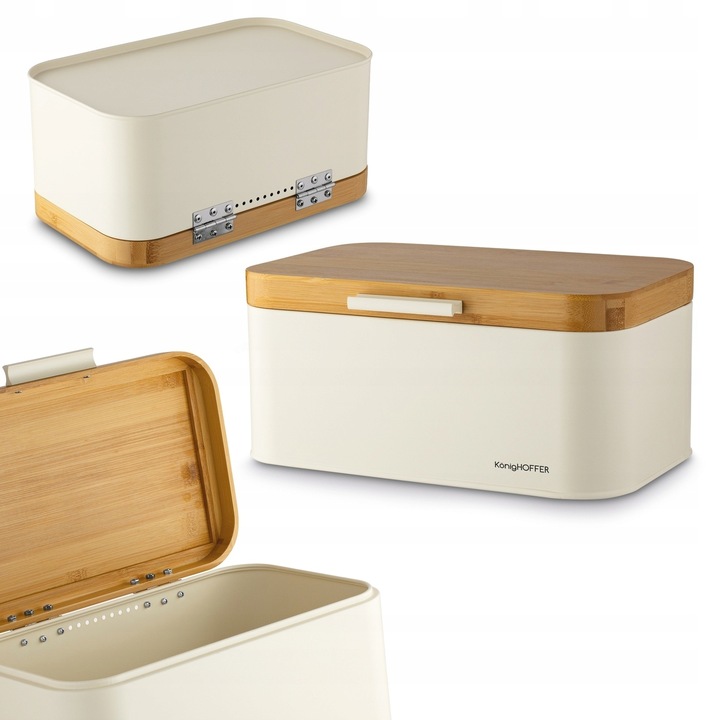 CHLEBAK Stalowy Pojemnik PIECZYWO CHLEB Konighoffer Capri 30,5x18x14 BEŻ