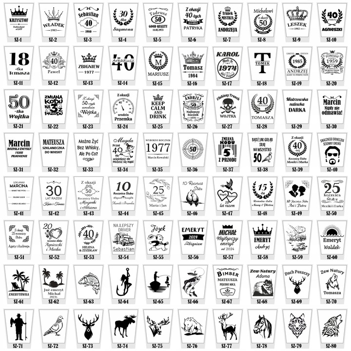 KARAFKA 4 SZKLANKI DO WHISKY i 4 kieliszki Z GRAWEREM na Prezent