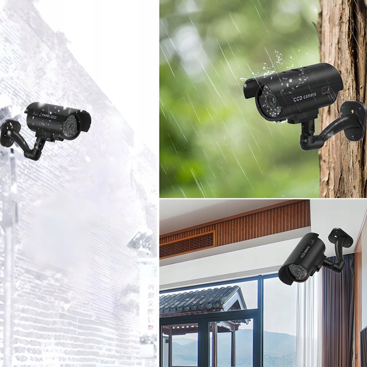 ATRAPA KAMERY CCTV SOLARNA MONITORING KAMERA MIGAJĄCA DIODA LED NA ŚCIANĘ