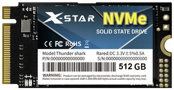 Dysk SSD X-Star Thunder Shark NVMe 512GB M.2 PCIe 2242