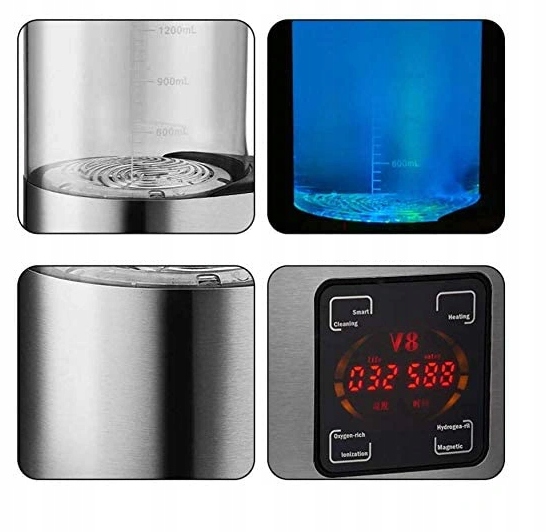 GENERATOR AKTYWNEGO WODORU JONIZATOR SZKLANY 2L WODY WODOROWEJ HEELLY