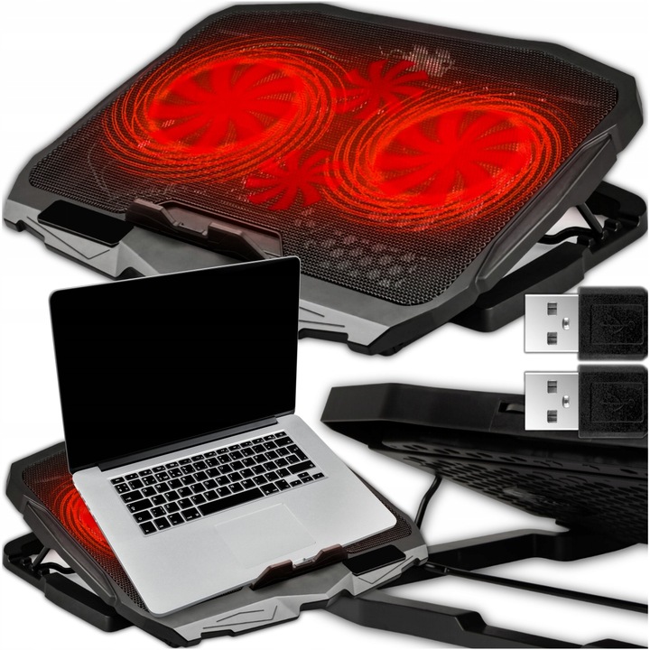 PODSTAWKA CHŁODZĄCA POD LAPTOPA WIATRAK DO KOMPUTERA NOTEBOOKA RGB 12-17"
