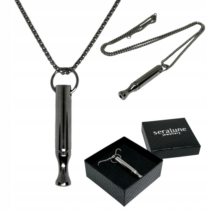 Naszyjnik Gwizdek Oddechowy Cichy Nie Gwizda Stal Nierdzewna 316L Seralune