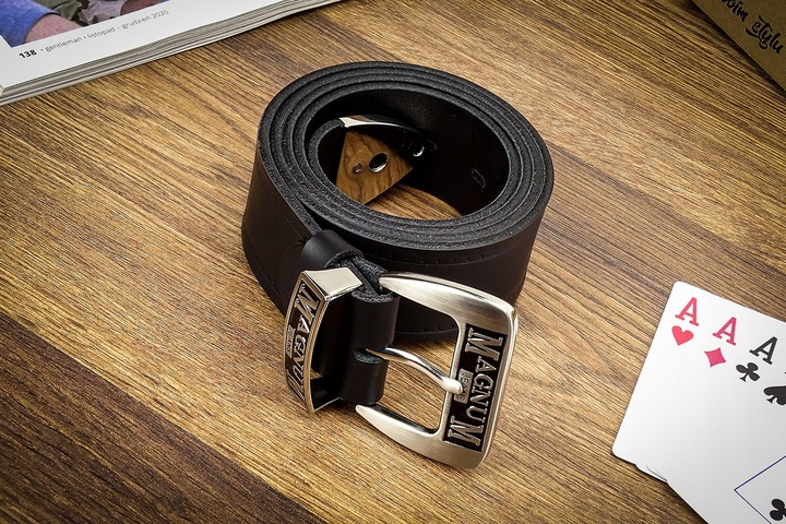 Pasek Męski skórzany czarny do spodni 110 pas