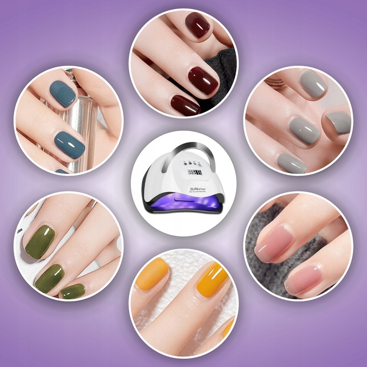 LAMPA UV DO PAZNOKCI LED 180W DO HYBRYD ŻELI MOCNA SUN X7 MAX BIAŁA LCD