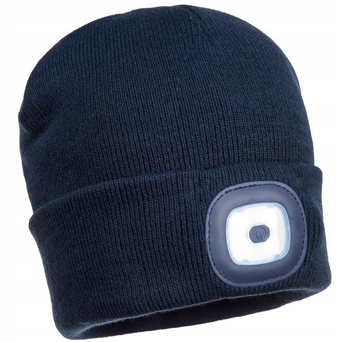 Czapka Zimowa Ocieplana z Latarką Lampką LED Ładowanie USB 4Tryby Świecenia