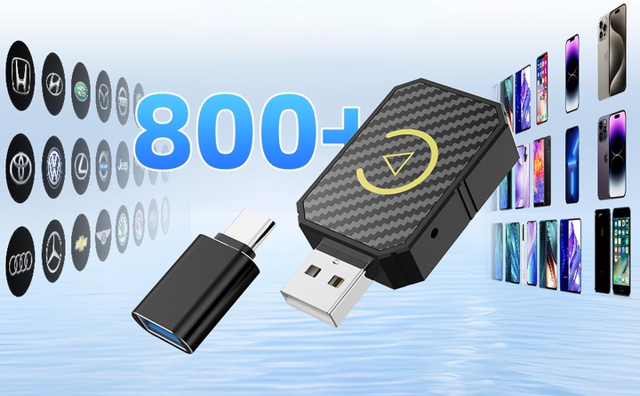 BEZPRZEWODOWY ADAPTER ANDROID AUTO CARPLAY 2 W 1 PLUG AND PLAY MINI