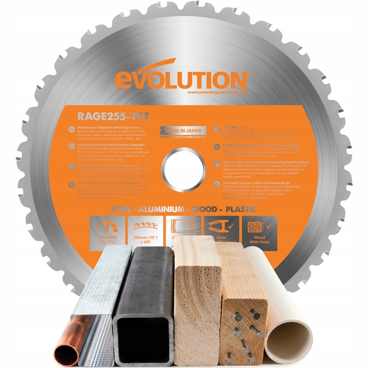 Tarcza piła TCT wielozadaniowa Evolution RAGE 255