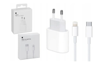 ORYGINALNA SZYBKA ŁADOWARKA DO APPLE IPHONE 20W+KABEL USB-C LIGHTNING 1M !