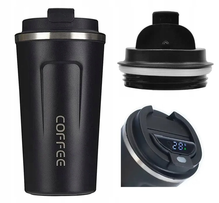 KUBEK TERMICZNY TERMOS 510 ML WYŚWIETLACZ EKRAN LCD NA KAWĘ HERBATĘ SMART