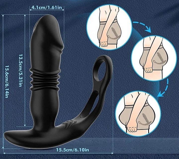 MASAŻER PROSTATY RUCH GÓRA-DÓŁ + RINGI NA PENISA I JĄDRA + MASAŻER KROCZA