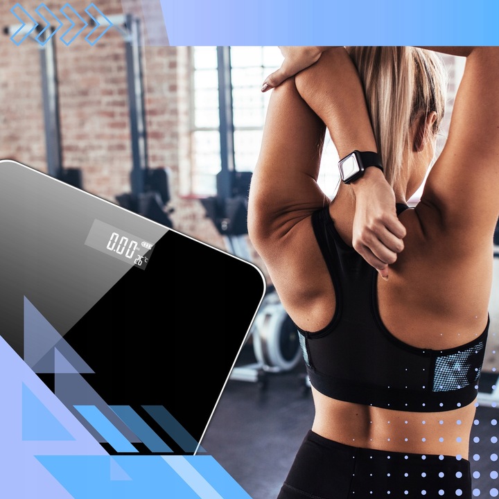 WAGA ŁAZIENKOWA ELEKTRONICZNA SZKLANA LED SLIM PRECYZYJNA 180 KG +
