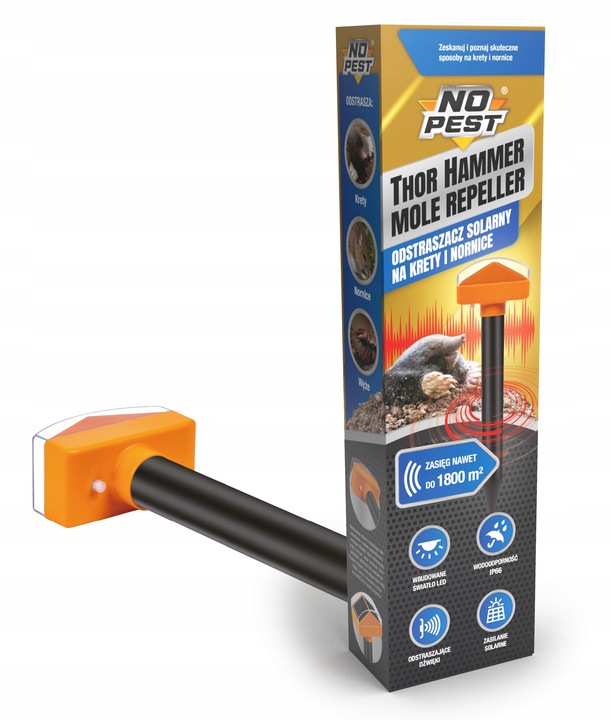 ODSTRASZACZ SOLARNY NA KRETY NORNICE I WĘŻE ODSTRASZACZ KRETÓW WĘŻY (2 SZT)