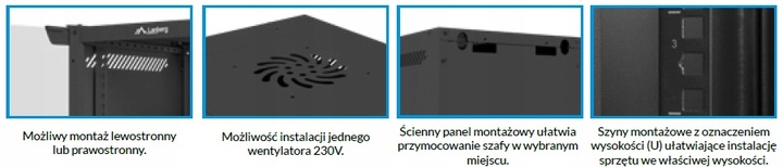 9U Szafa RACK wisząca 10" czarna Lanberg