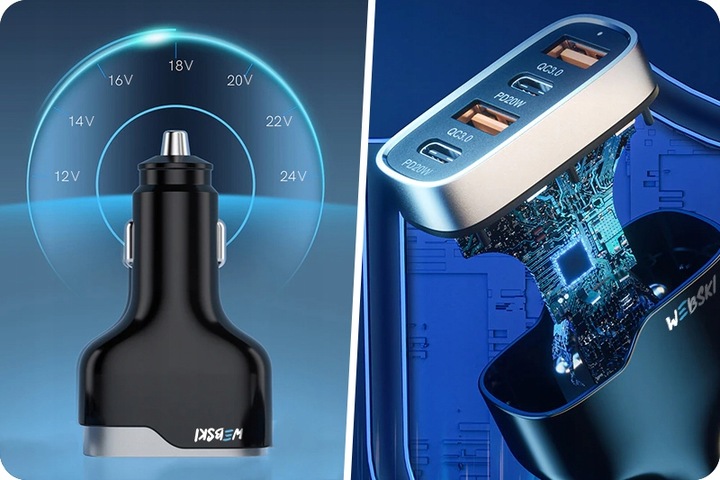 Webski ŁADOWARKA SAMOCHODOWA 40W USB USB TYP-C PD