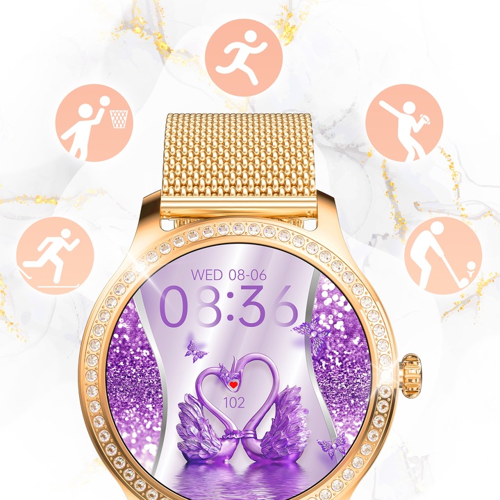 SMARTWATCH ZEGAREK DAMSKI MENU POLSKIE ROZMOWY SPORT SMART WATCH PULS PL