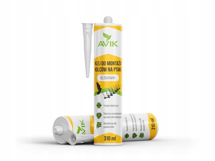 PROFESJONALNY BEZBARWNY KLEJ DO MONTAŻU KOLCÓW NA PTAKI GOŁĘBIE AVIK