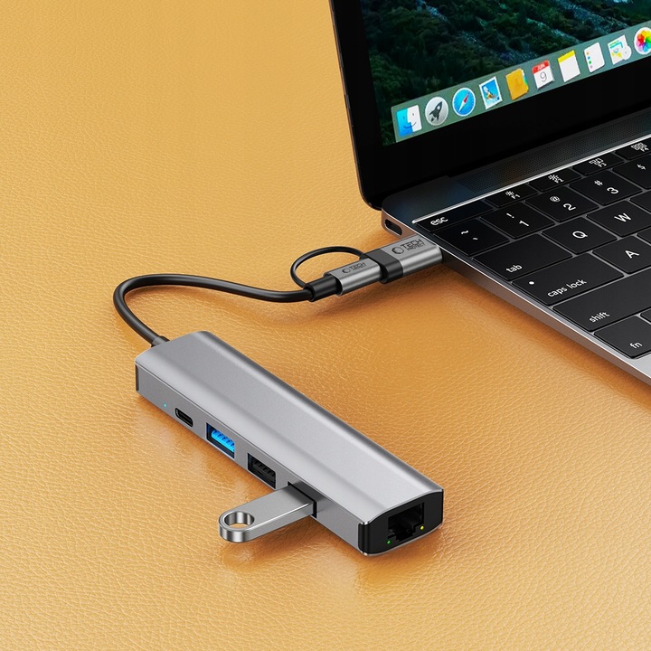 HUB ADAPTER ROZGAŁĘZIACZ ROZDZIELACZ USB-A 3.0 - USB-C TYPE-C DO KOMPUTERA