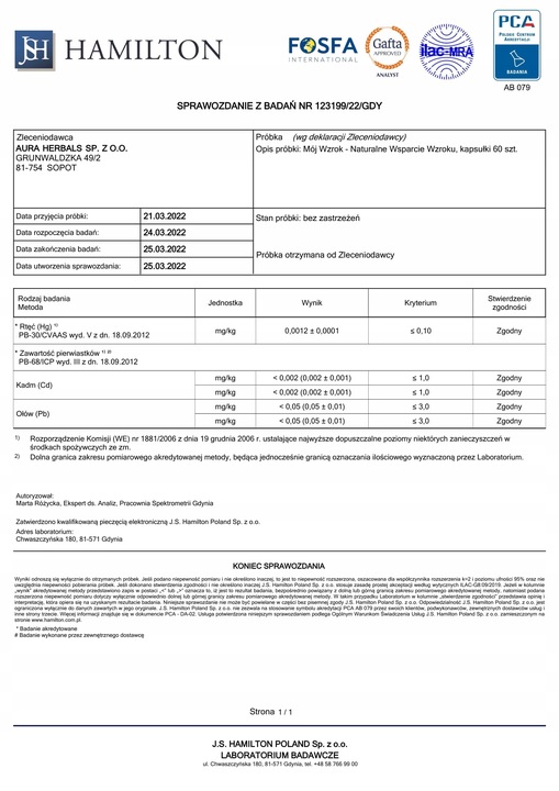 AURA HERBALS MÓJ WZROK- NATURALNE WSPARCIE WSPARCIE WZROKU VEGAN 60 KAPS