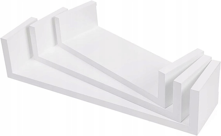 Półka Wisząca Ścienna Zestaw 3 Półek na Książki do Salonu Biała