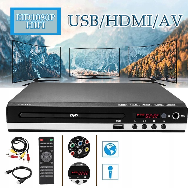 ODTWARZACZ DVD, HDMI, ODTWARZACZ DVD DO TELEWIZORA, MINI ODTWARZACZ DVD