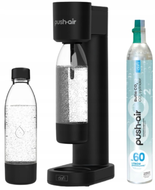 DAFI PushAir saturator z nabojem CO2 + 2 butelki 0,7 l czarny +