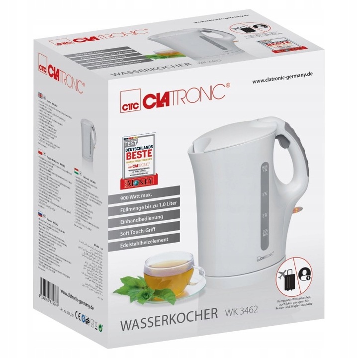 CZAJNIK ELEKTRYCZNY PODRÓŻNY TURYSTYCZNY BEZPRZEWODOWY CLATRONIC 900W