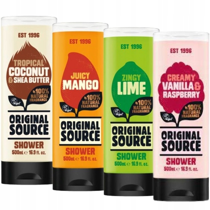 ORIGINAL SOURCE SHOWERGEL ŻEL POD PRYSZNIC ZESTAW MIX 4 X 500ml
