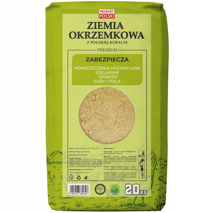 DIATOMIT NATURALNA ZIEMIA OKRZEMKOWA WSPARCIE DLA ROŚLIN 19KG/20KG / 40L