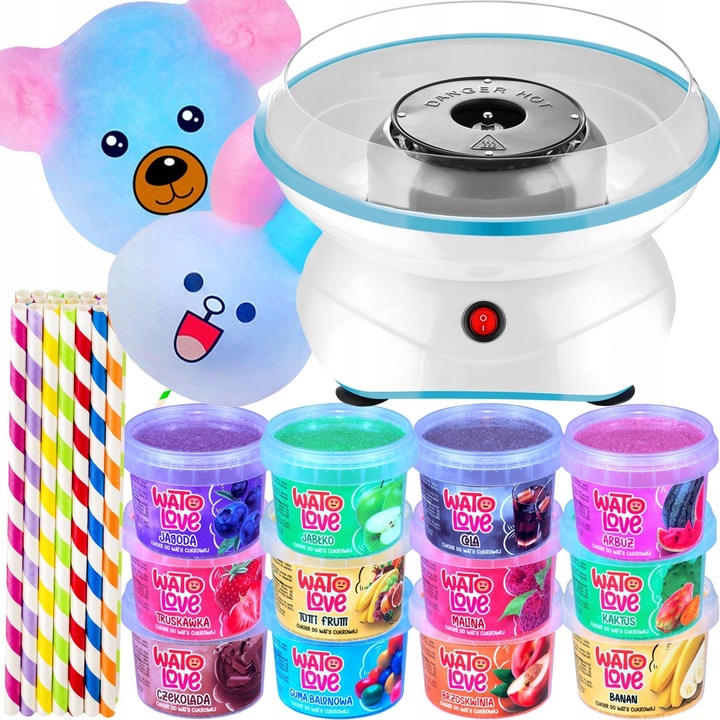 MASZYNA Maszynka DO WATY CUKROWEJ Patyczki Kolorowy Cukier DUŻA MISA