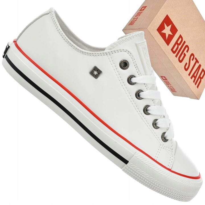 Buty Big Star OO274873 Damskie Białe Skórzane Klasyczne Sneakersy Trampki