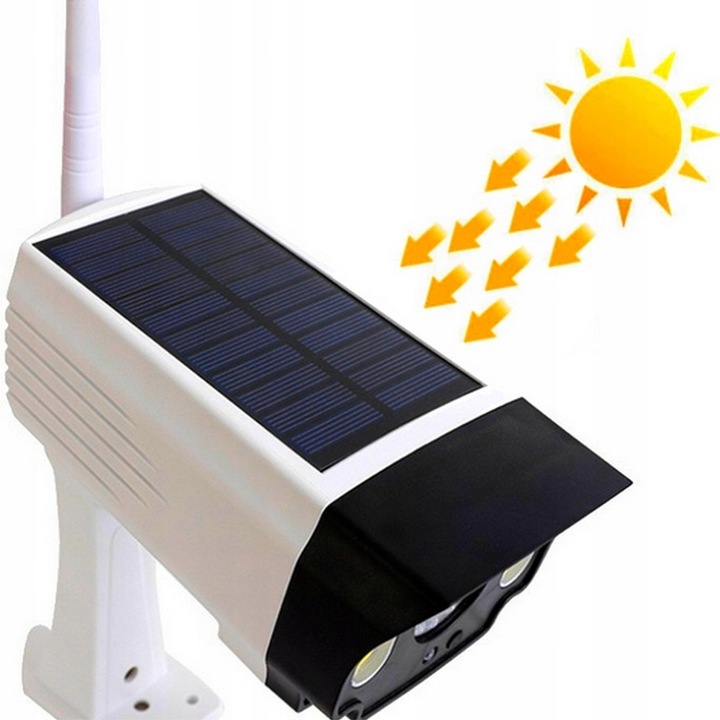 LAMPA SOLARNA ATRAPA KAMERY 2W1 CZUJNIK RUCHU 20W