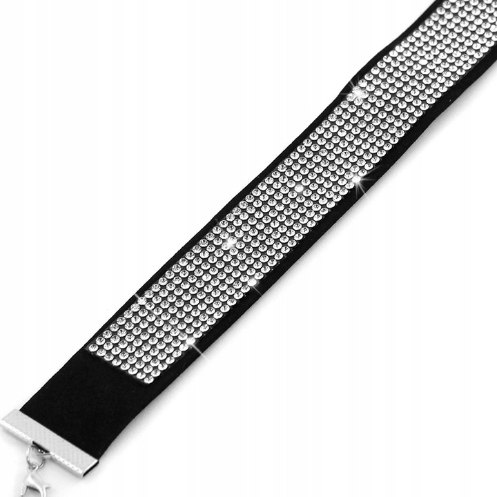 NASZYJNIK CHOKER CZARNY CYRKONIE OBROŻA